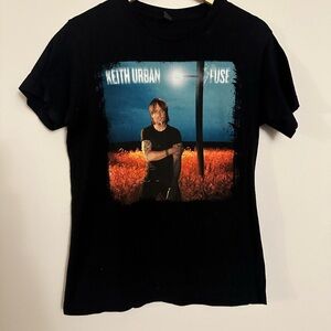 Black Graphic Tee with Blue and Orange Design